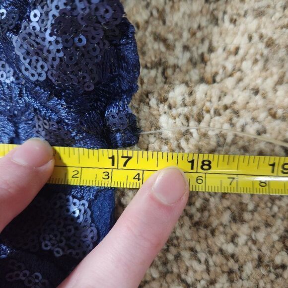 La Femme 27924 Blue Floral and Satin Dress Gown Size 8 EUC - Picture 13 of 16